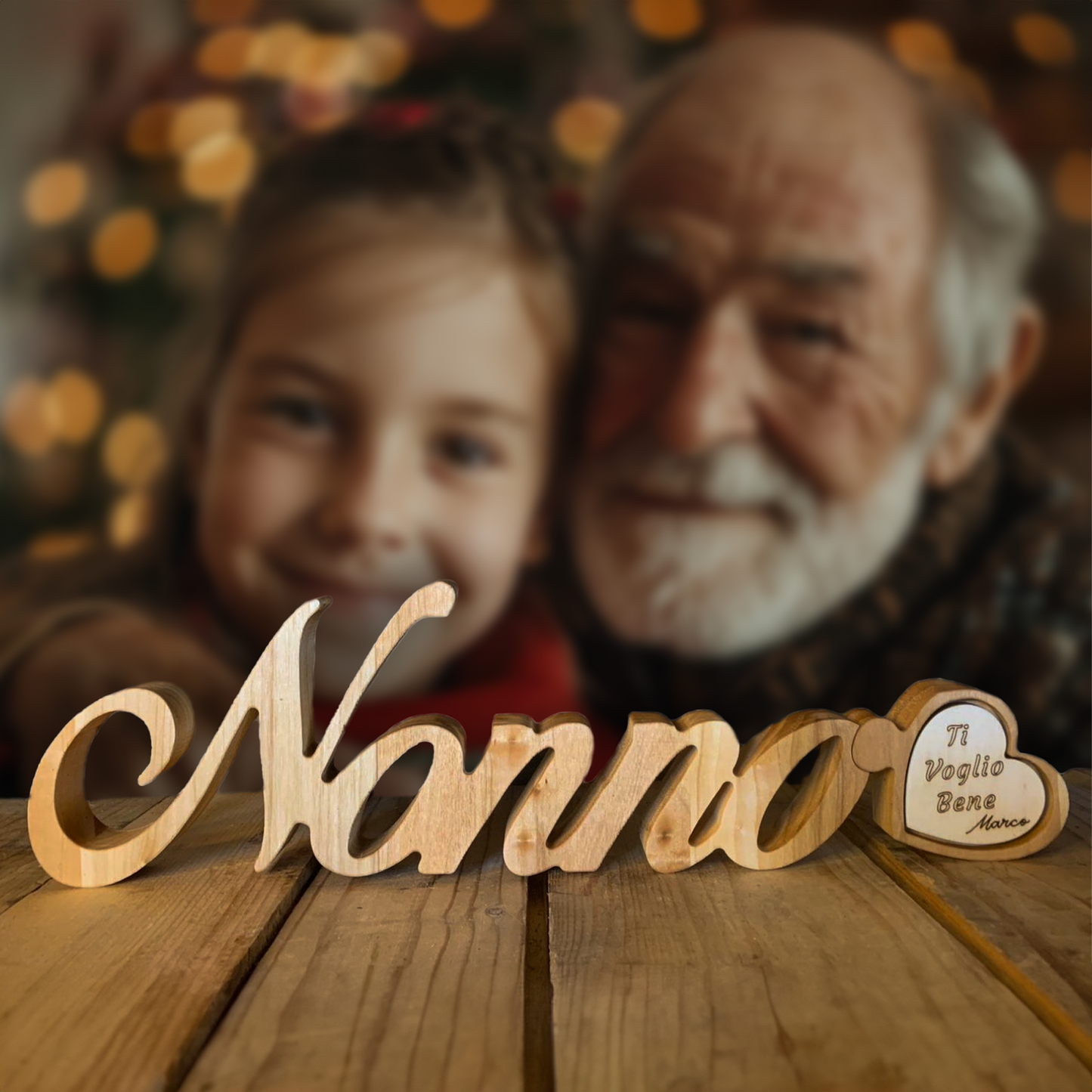 ElinorLab ™️ Scritta Nonno in legno massello