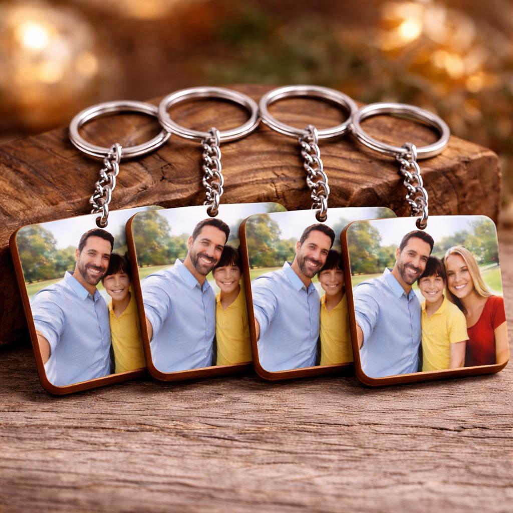 ElinorLab ™ APPENDI Chiavi da Parete in Legno con Foto Personalizzata