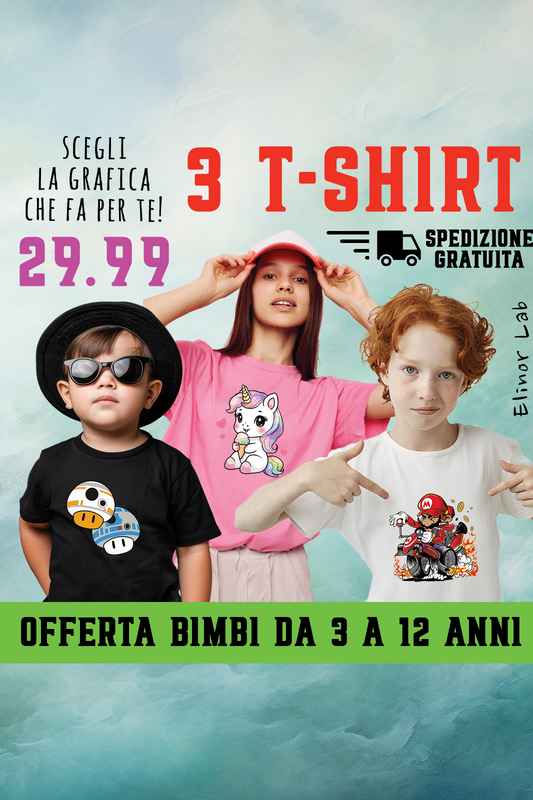 ElinorLab ™️ T-SHIRT - BIMBI - grafica a scelta