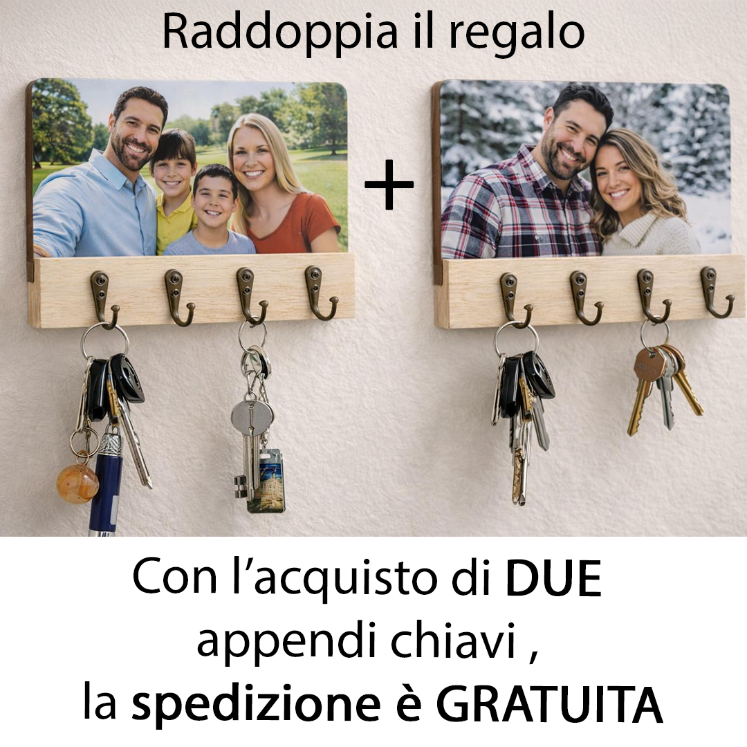 ElinorLab ™ APPENDI Chiavi da Parete in Legno con Foto Personalizzata