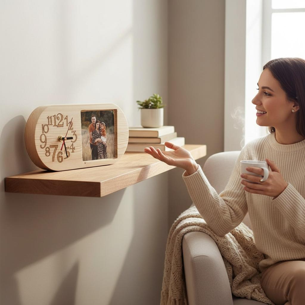 ElinorLab ™️ Orologio in legno con foto e dedica