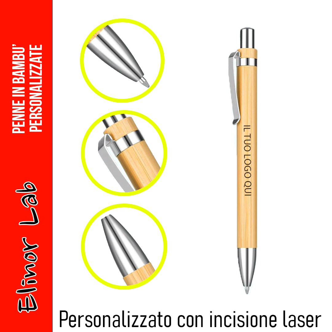 ElinorLab ™ Penne in Bambù personalizzabili